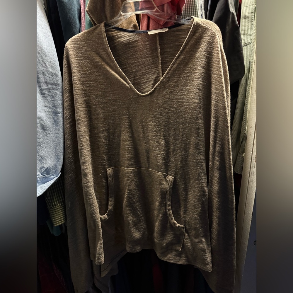 Elegant V-Neck Brown Sweater Poncho